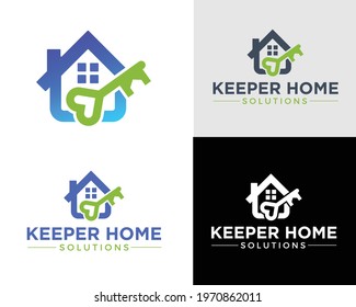 Secure Home With key Logo Concept