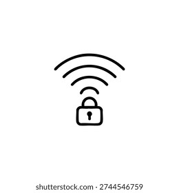 Secure hotel wifi icon black and white vector illustration of locked wireless internet access symbol for hospitality and accommodation services