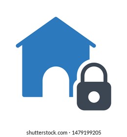 secure house glyph colour vector icon