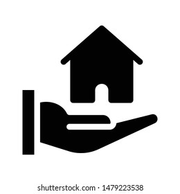 secure house glyph flat vector icon