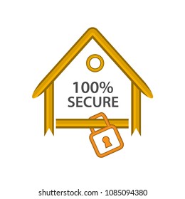 Secure house icon, flat design. Illustrations protect your house