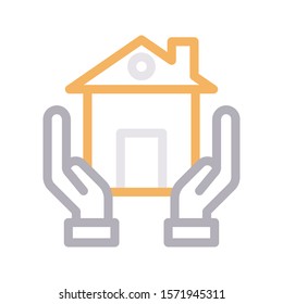 secure house vector color line icon 