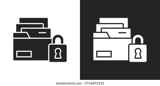 Secure Icon In Black And White Glyph Style