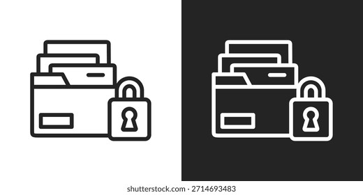 Secure Icon In Black And White Line Style