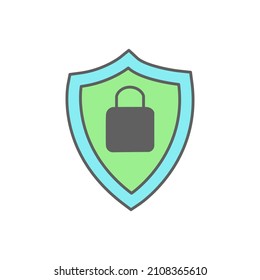 Sicheres Symbol auf Farbsymbol einzeln auf weißem Hintergrund 