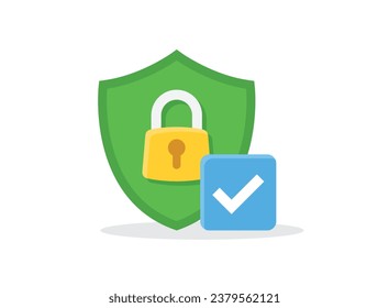 Secure icon in flat style. Privacy guarantee vector illustration on isolated background. Safety risk sign business concept.