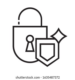 Secure icon is in line and pixel perfect style. Guarantee symbol for web design. Protection vector element for safety website. Isolated object on a white background.
