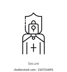 secure icon. Outline style icon design isolated on white background