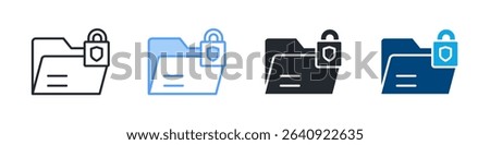 Secure Icon Set Multiple Style. Design In Outline, Blue, Glyph, Dualtone