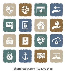 Secure Icons. Grunge Color Flat Design. Vector Illustration. 