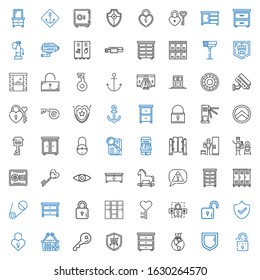 secure icons set. Collection of secure with padlock, security, global online, drawer, key, e commerce, lock, password, locker, safety pin. Editable and scalable secure icons.