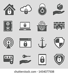 Secure Icons. Sticker Design. Vector Illustration.