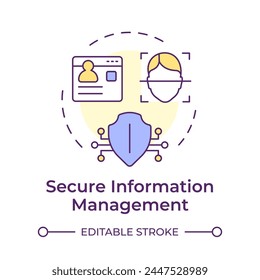 Secure information management multi color concept icon. Digital security, data privacy. Round shape line illustration. Abstract idea. Graphic design. Easy to use in infographic, blog post