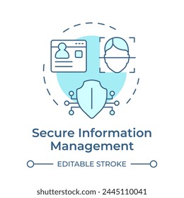 Secure information management soft blue concept icon. Digital security, data privacy. Round shape line illustration. Abstract idea. Graphic design. Easy to use in infographic, blog post