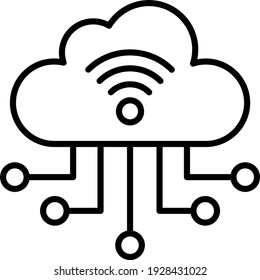 Secure integration of IoT and Cloud Computing Concept Vector line Icon Design, Internet of things symbol on white background, IoT and automation stock illustration