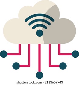 Secure integration of IoT and Cloud Computing Concept, Remote Connected Devices Vector Icon Design, Internet of things symbol, Universal Object Interaction Sign, IoT and automation stock illustration