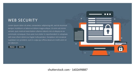 Secure Internet Concept. Web Security flat design