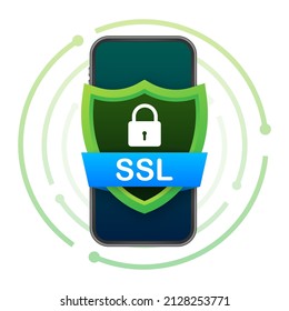 Icono SSL de conexión segura a Internet. Guardia de seguridad SSL. Ilustración de material vectorial