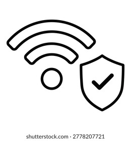 Secure internet connection symbol with shield and WiFi signal icon icon