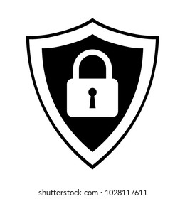 Secure internet icon. Protective shield sign digital security with the image of a padlock. Symbol security protection web. Abstract vector illustration.	
