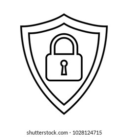 Secure internet icon. Protective shield sign digital security with the image of a padlock. Symbol security protection web. Abstract vector illustration.	