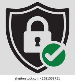 Secure internet icon. Protective shield sign digital security with the image of a padlock. Symbol security protection web. Vector illustration
Shield with lock. Security icon concept. Isolated vector 