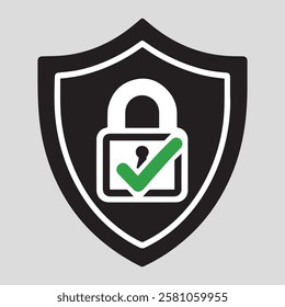 Secure internet icon. Protective shield sign digital security with the image of a padlock. Symbol security protection web. Vector illustration
Shield with lock. Security icon concept. Isolated vector 