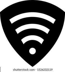 secure internet shield and wifi symbol black and white minimalistic logo concept