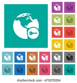 Secure internet surfing multi colored flat icons on plain square backgrounds. Included white and darker icon variations for hover or active effects.