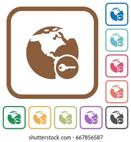 Secure internet surfing simple icons in color rounded square frames on white background