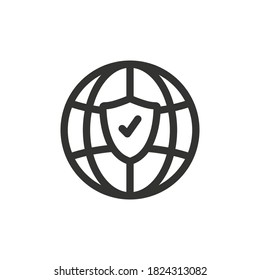 Secure internet vector icon, go to web with shield isolated on white background