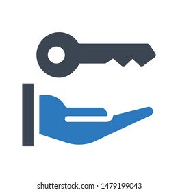secure key glyph colour vector icon