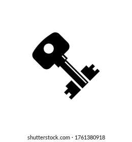 Secure Key Silhouette, Lock or Unlock Device. Flat Vector Icon illustration. Simple black symbol on white background. Secure Key Silhouette sign design template for web and mobile UI element