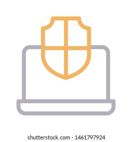 secure laptop colour line vector icon