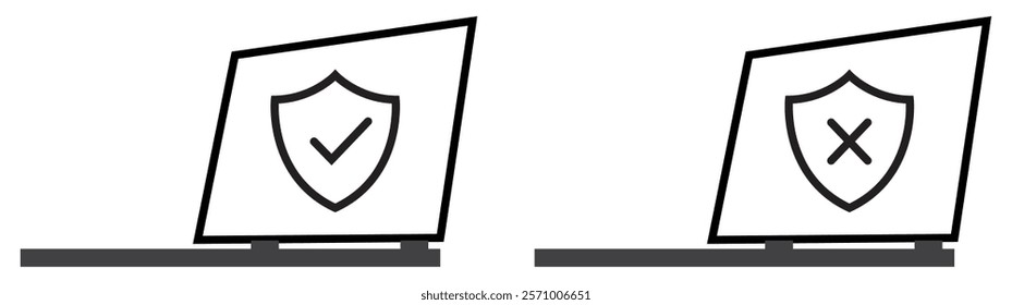 Secure laptop icon set vector