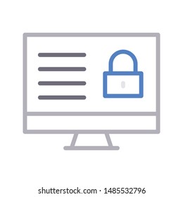 secure lcd colour line vector icon