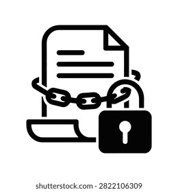 Secure legal document file locked with chain and padlock document security