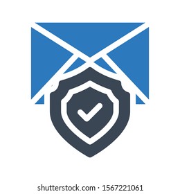 secure letter vector glyph colour icon 