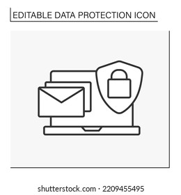 Secure Line Icon. Private And Secure Messaging. End-to-end Message Encryption.Data Protection Concept. Isolated Vector Illustration. Editable Stroke