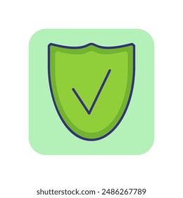 Secure line icon. Shield with checkmark. Protection concept. Can be used for topics like business, finance, data safety, defense, antivirus