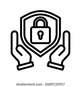 Secure Line Vector Illustration On White Background.