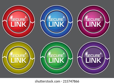 Secure Link Glossy Shiny Circular Vector Button