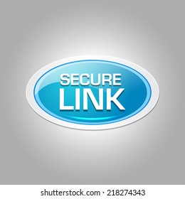 Secure Link Glossy Shiny Elliptical Vector Button