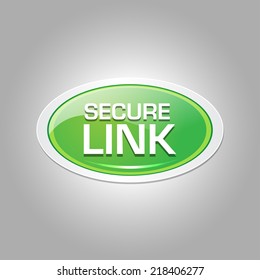 Secure Link Glossy Shiny Elliptical Vector Button