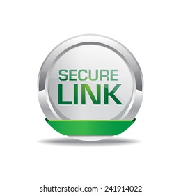 Secure Link Green Circular Vector Button
