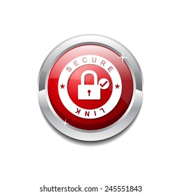 Secure Link Red Vector Icon Button