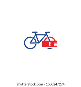 Secure/ Lock Bike Logo Design Vector Template Illustration