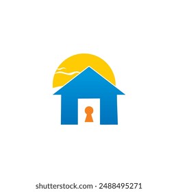 Secure lock home logo design