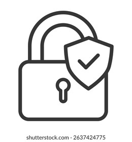 Secure Lock Icon Lineal Style Vector Illustration