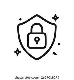 Secure Lock Icon on Shield – Data Protection Symbol